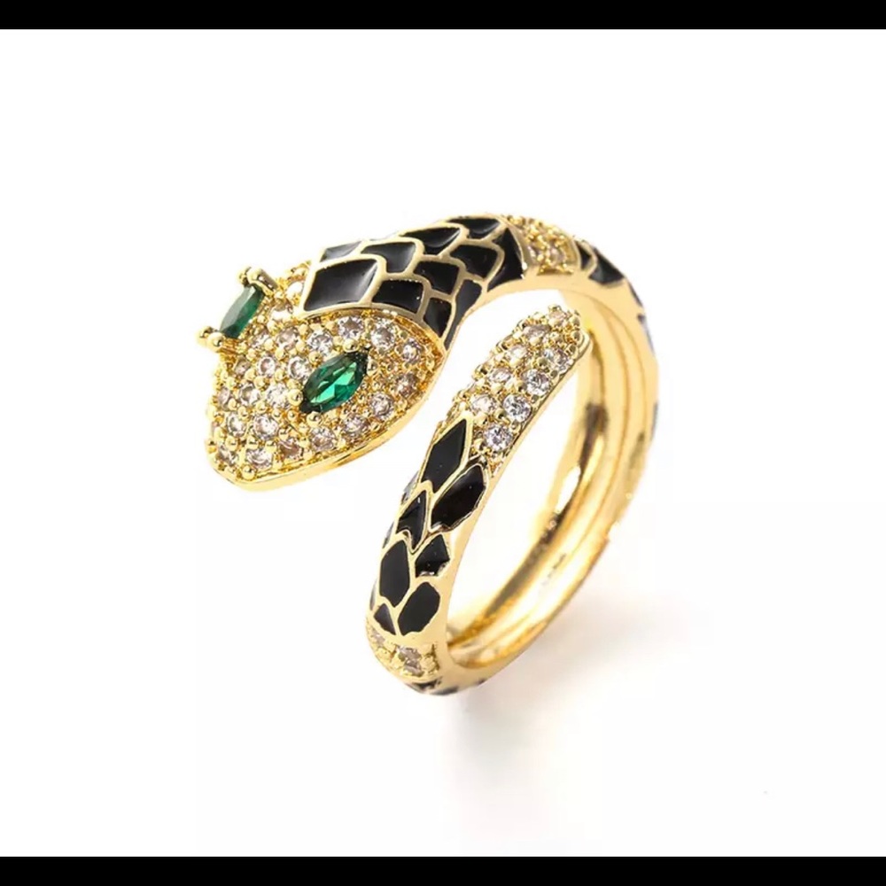 micro paved enamel snake ring